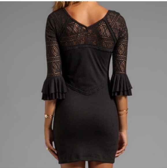 Free People Crochet Black Mini Dress XS - Picture 3 of 10